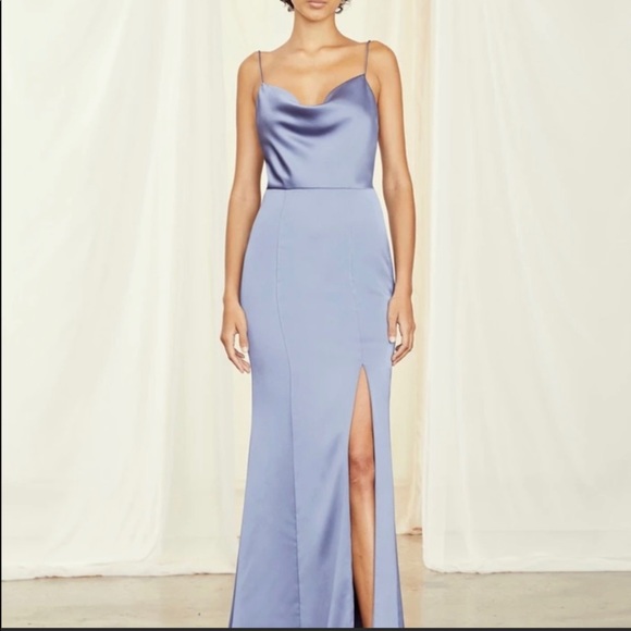 Amsale Bella Bridesmaids Chloe dress black fluid satin size 6 - Picture 9 of 12